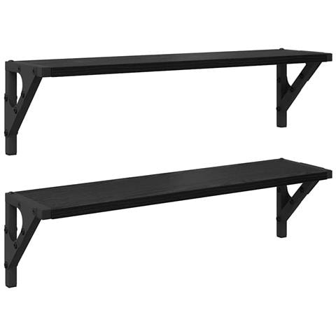 Scaffali da parete 2 pcs Rovere Nero 60 x 15 x 15,5 cm - Foto 1