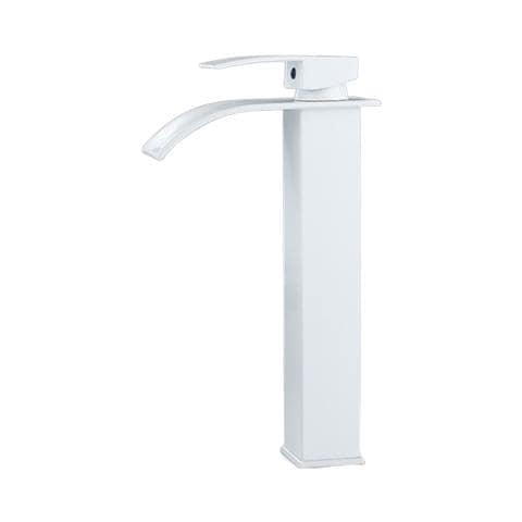 Rubinetto per lavabo da bagno, Blackswan, tipo M161, modello bianco opaco con bocca a cascata, misura 25 cm - Foto 1