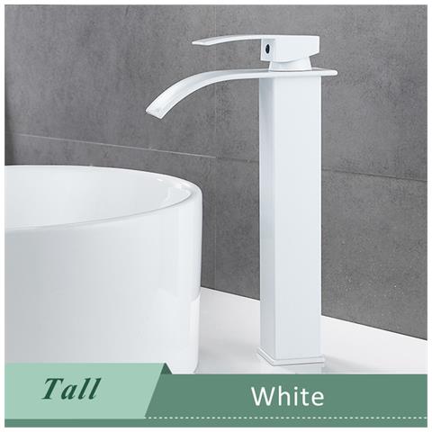 Rubinetto per lavabo da bagno, Blackswan, tipo M161, modello bianco opaco con bocca a cascata, misura 25 cm - Foto 2