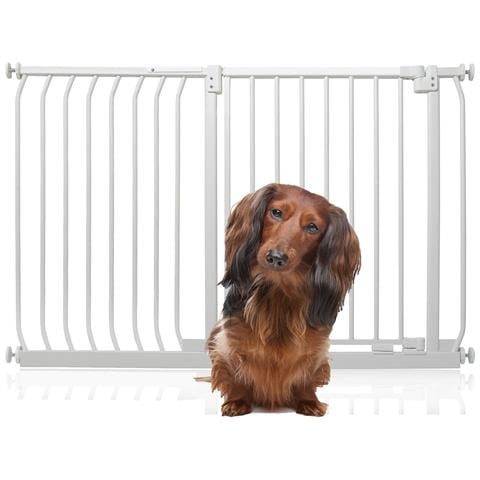 Bettacare Cancelletto Per Cani Elite Con Montaggio A Pressione, 125cm - 134cm, Bianco Opaco - Foto 1