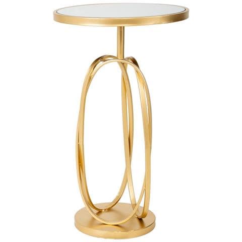 Tavolino In Metallo Dorato Con Piano In Vetro D35,5x61h - Foto 1