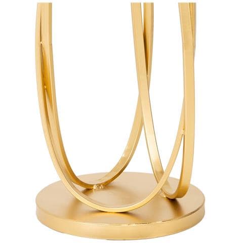 Tavolino In Metallo Dorato Con Piano In Vetro D35,5x61h - Foto 5