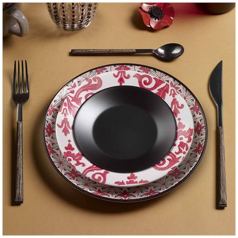 Sushi Anniversary Black&Wenge - Set 24 Posate in Acciaio Inox Nero con Guancette Effetto Legno | Servizio Completo per 6 Persone (Forchetta, Coltello, Cucchiaio e Cucchiaino) - Foto 3