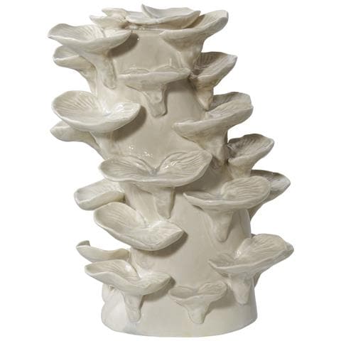 Scultura Decorativa In Gres Beige A Forma Di Funghi Sovrapposti 18×15×24 Cm - Foto 1