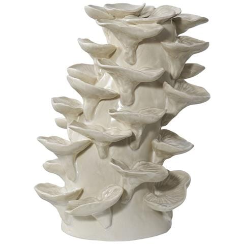 Scultura Decorativa In Gres Beige A Forma Di Funghi Sovrapposti 18×15×24 Cm - Foto 2