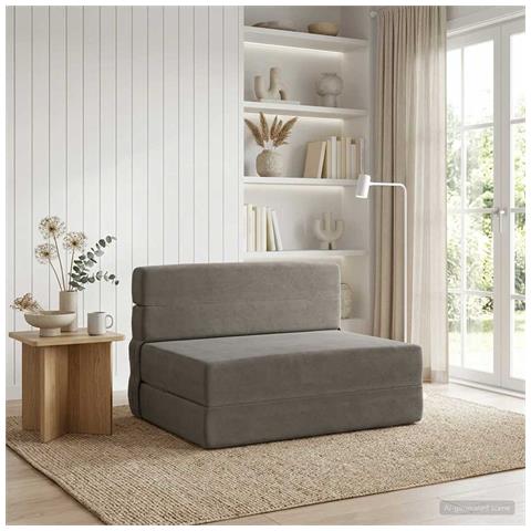 Divano Letto Pieghevole Grigio Chiaro 100 x 80 x 60 cm Tessuto - Foto 2