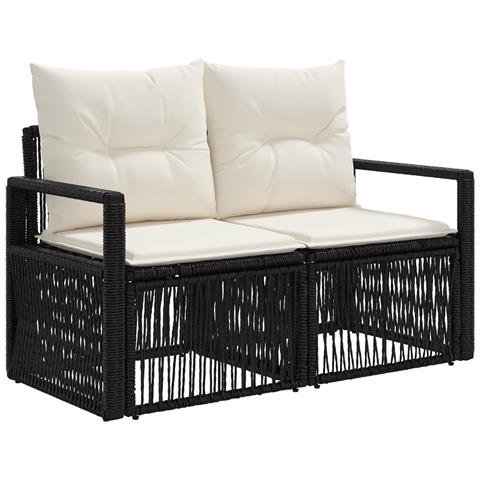 Divano da giardino 2-Numero di posti Nero polyrattan - Foto 1
