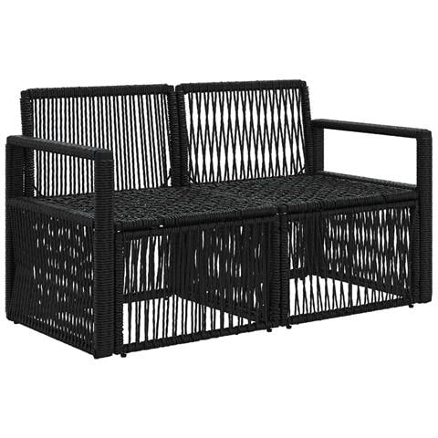 Divano da giardino 2-Numero di posti Nero polyrattan - Foto 2