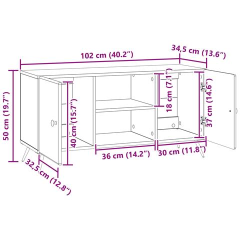 Mobile TV Rovere Artigianale 102 x 34,5 x 50 cm - Foto 9