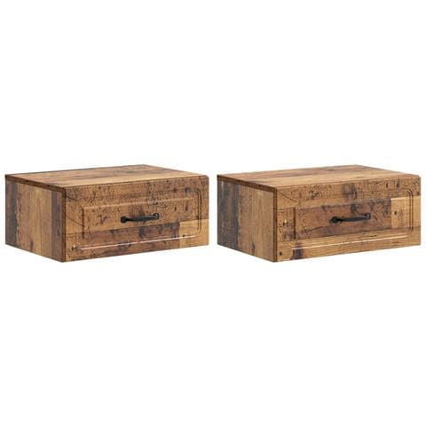 Mobiletto da notte a muro 2 pcs Legno antico 49 x 34,5 x 20 cm - Foto 1