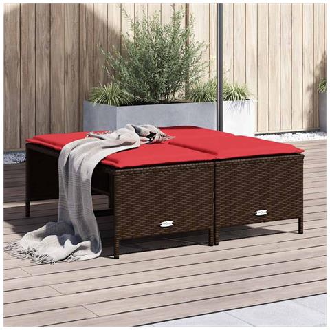 Sgabelli da giardino con Cuscini 4 pz in Polyrattan Marrone - Foto 2