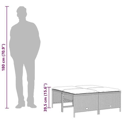 Sgabelli da giardino con Cuscini 4 pz in Polyrattan Marrone - Foto 8
