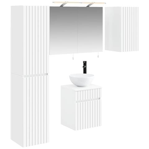Set di Armadi da Bagno 5 pcs Bianco 40 x 10,5 x 60,5 cm - Foto 1