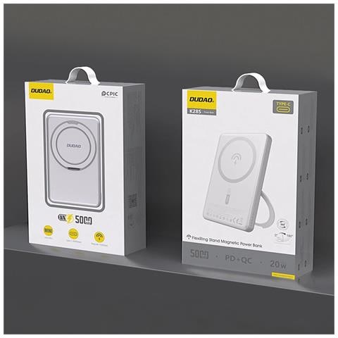 Batteria Esterna Magnetica Argento Con Supporto, 10000 Mah - Foto 2