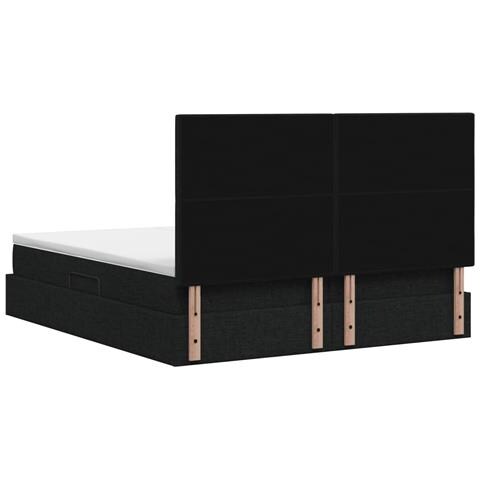 Letto con Contenitore con testiera Nero 200 x 200 cm Tessuto - Foto 9