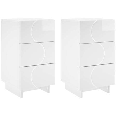 Comodino 2 pz Bianco Lucido 33,5 x 34,5 x 60 cm Legno composito - Foto 1