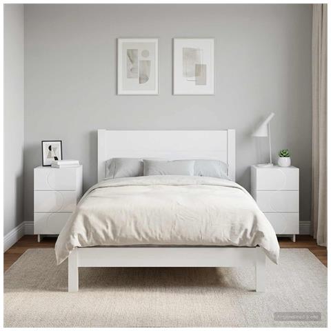 Comodino 2 pz Bianco Lucido 33,5 x 34,5 x 60 cm Legno composito - Foto 2