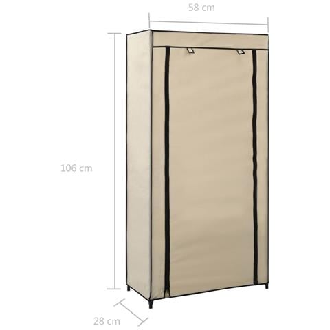 Scarpiera Con Rivestimento In Tessuto Crema 58x28x106 Cm - Foto 2