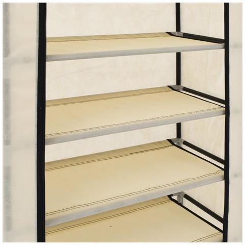 Scarpiera Con Rivestimento In Tessuto Crema 58x28x106 Cm - Foto 7