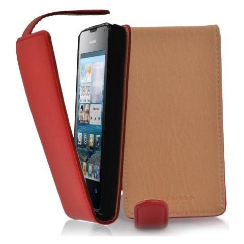 Custodia Compatibile Con Ascend Y300 In Rosso Cremisi - Coperchio Protettivo In Design Flip Realizzato In Similpelle Testurizzata - Foto 1