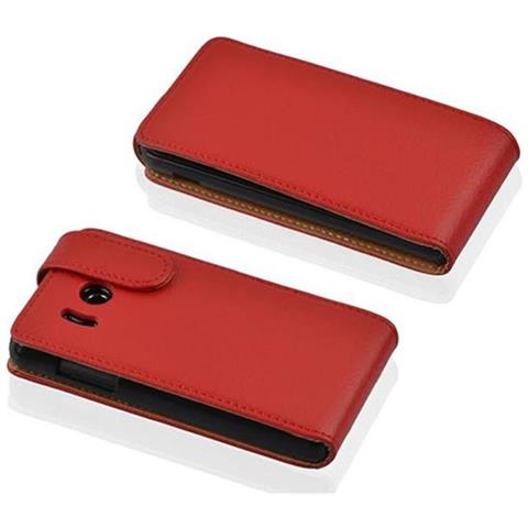 Custodia Compatibile Con Ascend Y300 In Rosso Cremisi - Coperchio Protettivo In Design Flip Realizzato In Similpelle Testurizzata - Foto 4