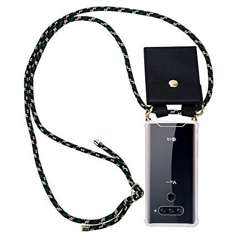 Cadorabo Catena Di Telefoni Cellulari Compatibile Con Lg V40 In Camouflage - Coperchio Protettivo In Silicone Con Anelli D'oro, Cinturino In Corda E Custodia Staccabile - Foto 1