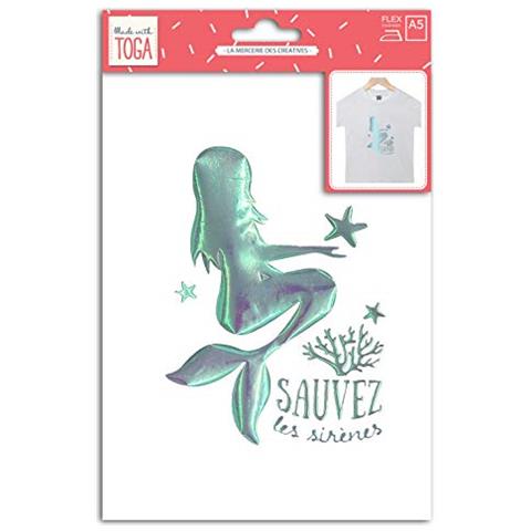 Sotto Il Mer, Trasferimento Tessile 15 X 21 Cm, Sirena Iridata, Multicolore, Non Applicabile. - Foto 1