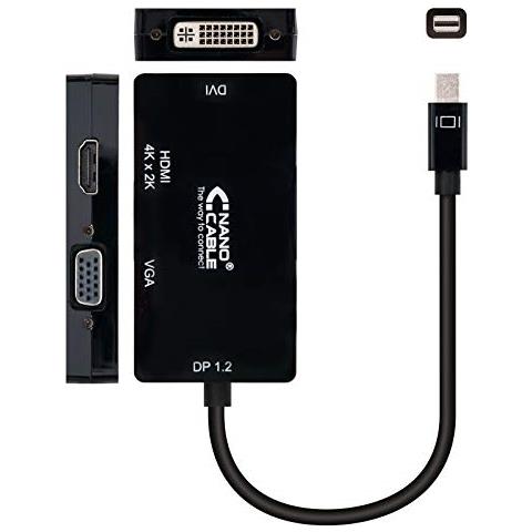 Nano Cavo 10.16.3302-bk - Adattatore convertitore 3 in 1 da Mini DisplayPort a VGA / DVI / HDMI, DP1.2 / m-vga / h-dvi / h-hdmi / H) HDMI 4 K, colore: nero - Foto 3
