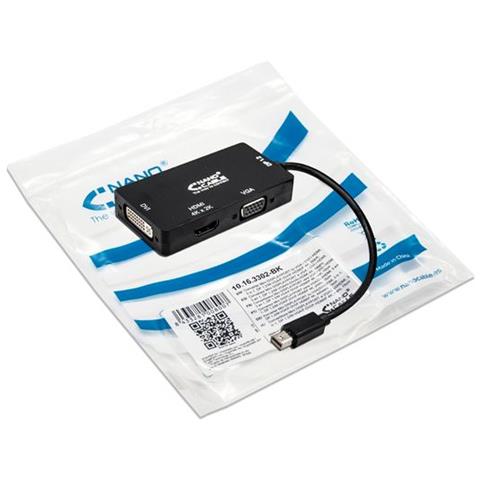 Nano Cavo 10.16.3302-bk - Adattatore convertitore 3 in 1 da Mini DisplayPort a VGA / DVI / HDMI, DP1.2 / m-vga / h-dvi / h-hdmi / H) HDMI 4 K, colore: nero - Foto 2