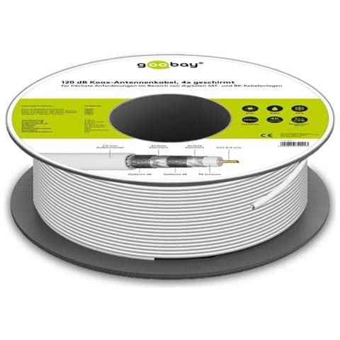 Cavo Antenna Coassiale 120 Db, 4x Schermato, Ccs, Bianco - Foto 1