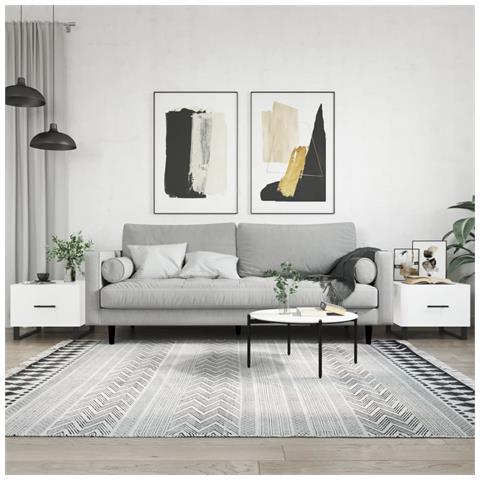Tavolini Salotto 2pz Bianco Lucido 50x50x40cm Legno Multistrato - Foto 6