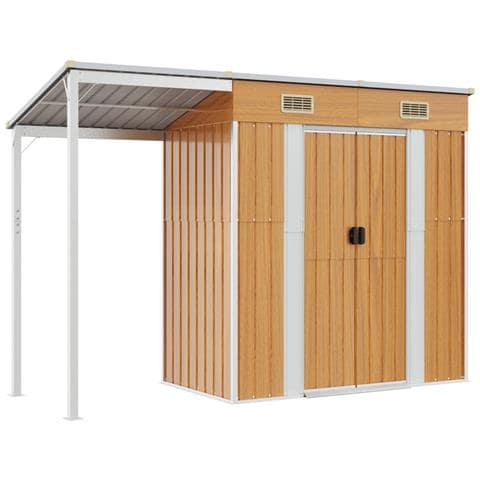 Capannone Tetto Esteso Marrone Chiaro 277x110,5x181cm Acciaio - Foto 1