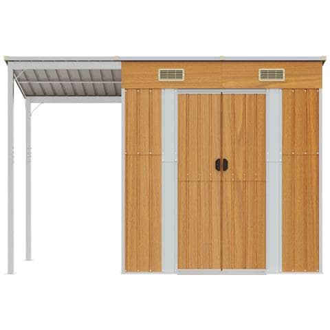 Capannone Tetto Esteso Marrone Chiaro 277x110,5x181cm Acciaio - Foto 2