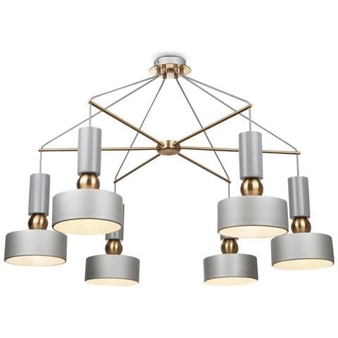 Lampadario A Sospensione Moderno Void Metallo Grigio Acrilico 6 Luci E14 40w - Foto 2