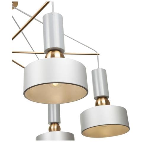 Lampadario A Sospensione Moderno Void Metallo Grigio Acrilico 6 Luci E14 40w - Foto 3
