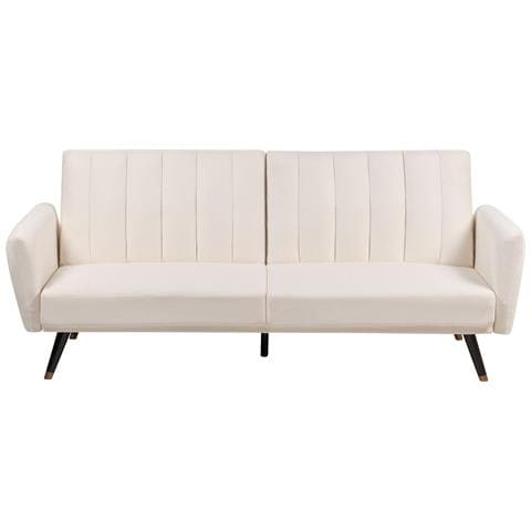 Divano Letto 3 Posti Vimmerby Tessuto Beige Chiaro - Foto 2