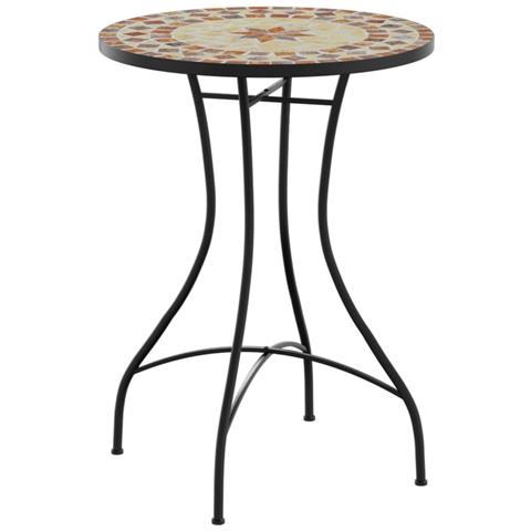 Tavolino Bistrot Con Mosaico Terracotta E Bianco Ceramica - Foto 2