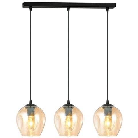 Lampada A Sospensione Istar - Nero, Ambra - Acciaio Verniciato A Polvere, Vetro - 70x100x14 Cm - Foto 1