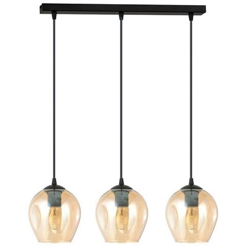 Lampada A Sospensione Istar - Nero, Ambra - Acciaio Verniciato A Polvere, Vetro - 70x100x14 Cm - Foto 2