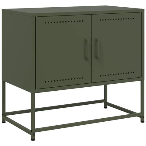 Mobile Tv Verde Oliva 68,5x39x60,5 Cm In Acciaio - Foto 1