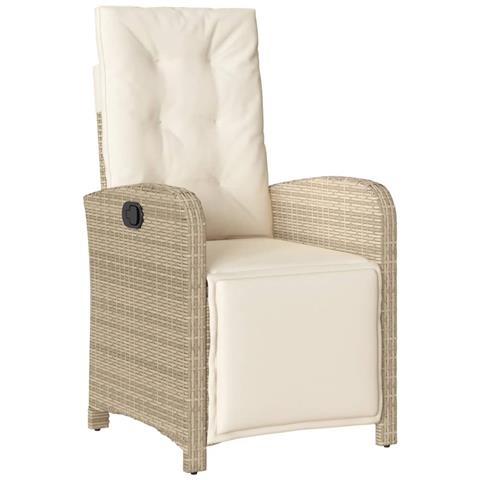 Sedia Reclinabile Da Giardino Con Poggiapiedi Beige Polyrattan - Foto 1