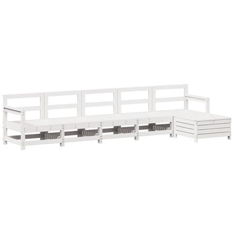 Set Divani Da Giardino 6 Pz Bianco In Legno Massello Di Pino - Foto 2