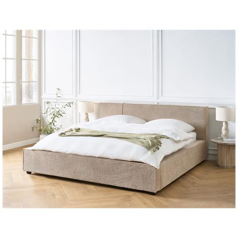 Letto Matrimoniale Tessuto Bouclé Tortora 180 X 200 Cm Mirande - Foto 1