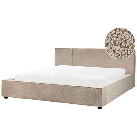 Letto Matrimoniale Tessuto Bouclé Tortora 180 X 200 Cm Mirande - Foto 2