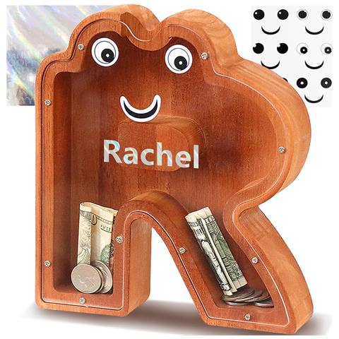 Salvadanaio Lakpopya A Forma Di Lettera R In Legno 20 X 4 X 23 Cm - Foto 1