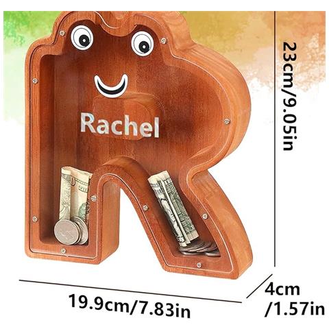 Salvadanaio Lakpopya A Forma Di Lettera R In Legno 20 X 4 X 23 Cm - Foto 4