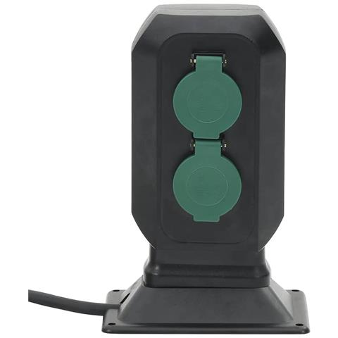 Presa da Esterno con Picchetto 4 Vie Nera e Verde 15,5x11x24cm - Foto 2