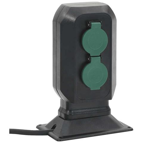 Presa da Esterno con Picchetto 4 Vie Nera e Verde 15,5x11x24cm - Foto 1