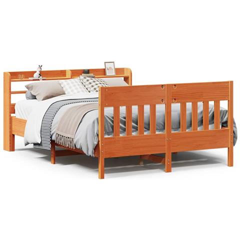 Letto Senza Materasso Marrone Cera 120x190 Cm In Legno Di Pino - Foto 2