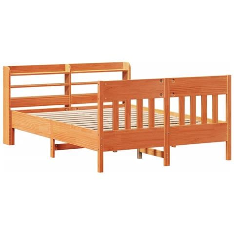 Letto Senza Materasso Marrone Cera 120x190 Cm In Legno Di Pino - Foto 3